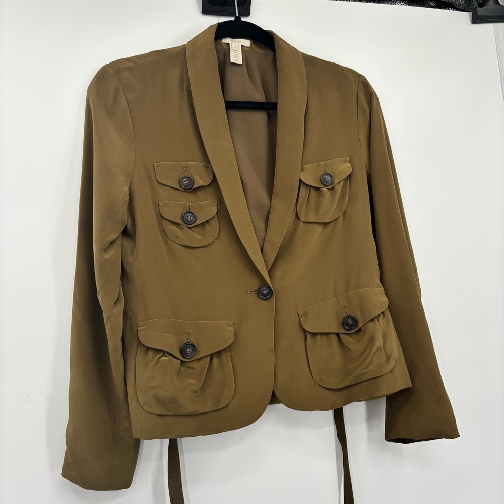 J Crew Safari Jacket, Blazer 100% Silk Size 4 - Picture 9 of 11